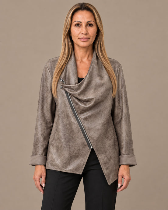 Marseta pronto Abbigliamento Giacca in ecopelle con zip asimmetrica 