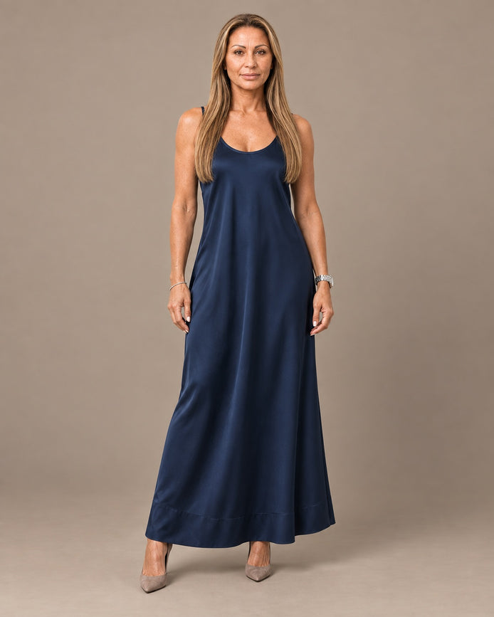 Marseta pronto Abbigliamento Abito slip dress in raso con taglio in sbieco 