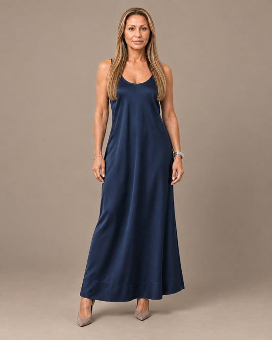 Marseta pronto Abbigliamento Abito slip dress in raso con taglio in sbieco 