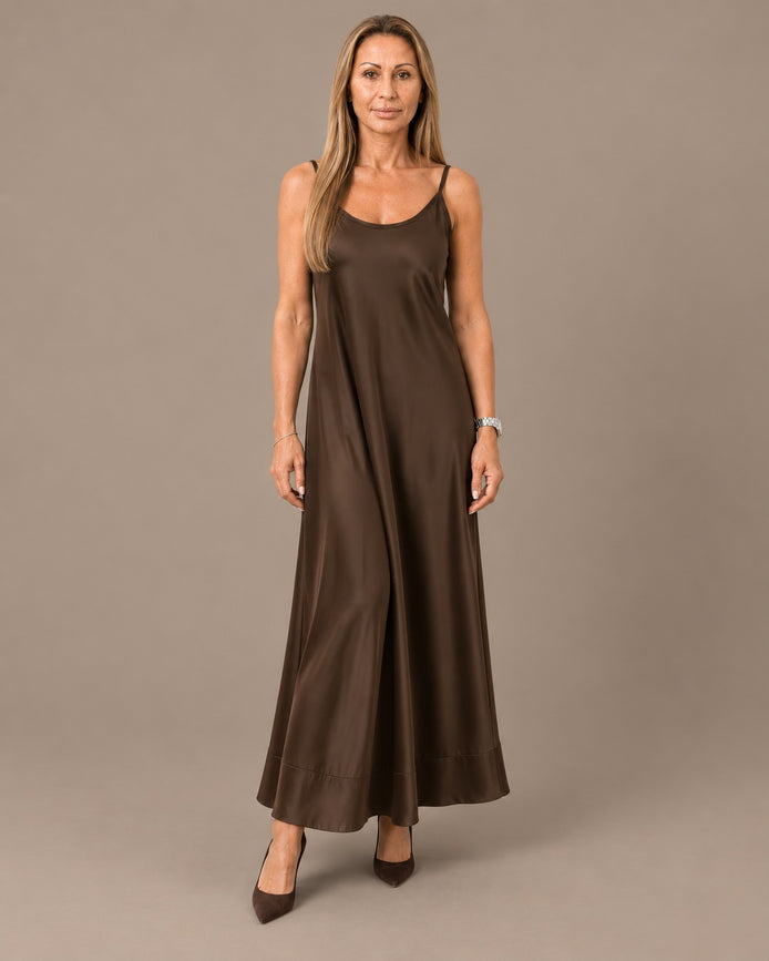 Marseta pronto Abbigliamento Abito slip dress in raso con taglio in sbieco 
