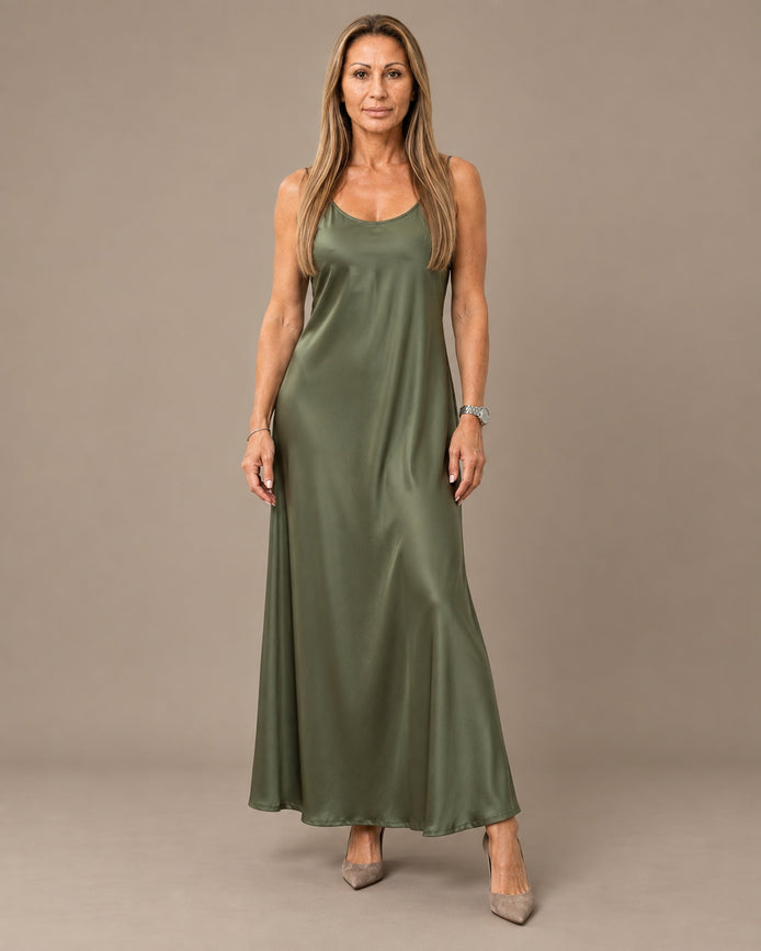 Marseta pronto Abbigliamento Abito slip dress in raso con taglio in sbieco 