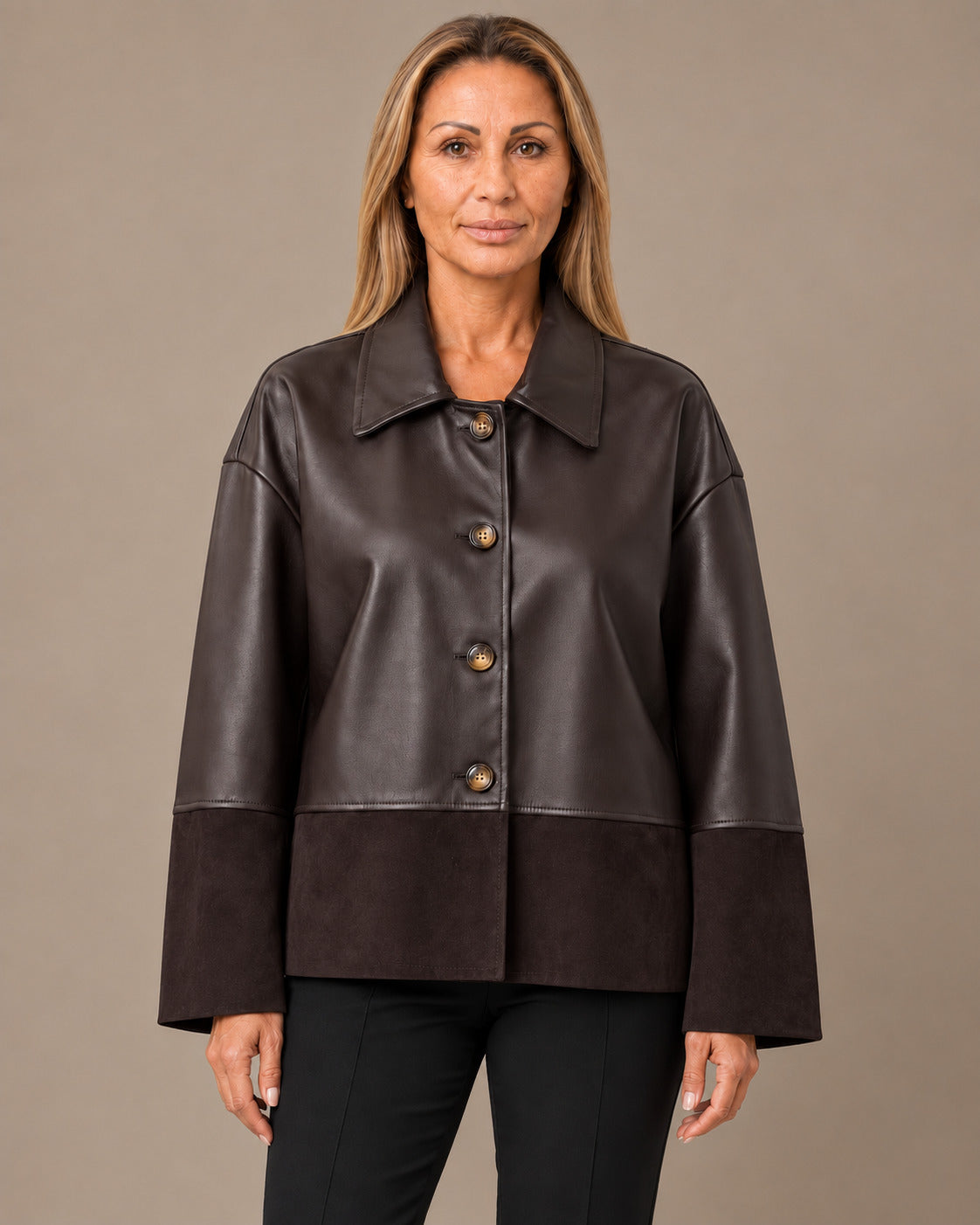 Marseta pronto Abbigliamento Giacca effetto pelle con inserti effetto camoscio 