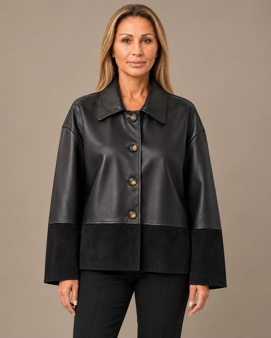 Marseta pronto Abbigliamento Giacca effetto pelle con inserti effetto camoscio 