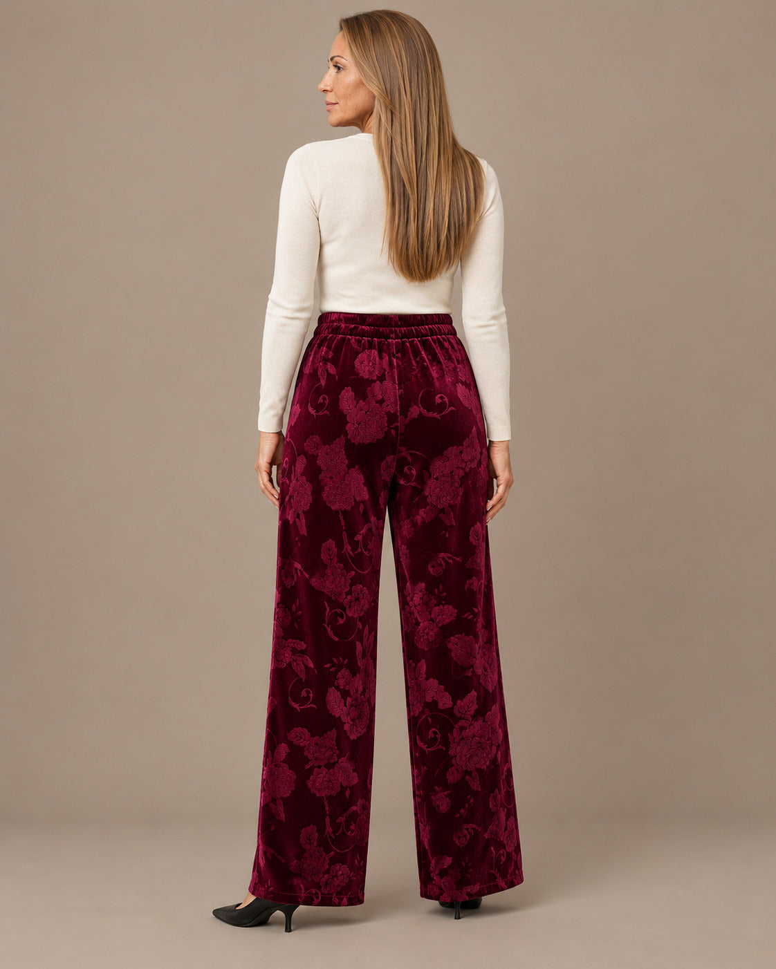 Marseta pronto Abbigliamento Pantalone palazzo in velluto floreale 