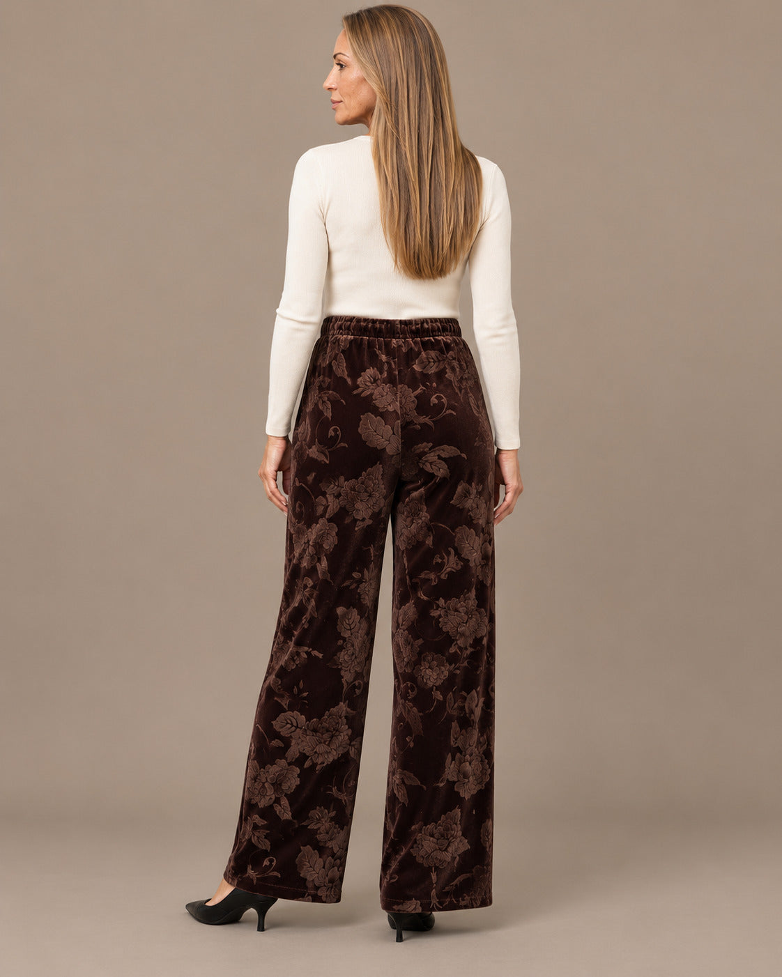Marseta pronto Abbigliamento Pantalone palazzo in velluto floreale 