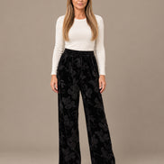Marseta pronto Abbigliamento Pantalone palazzo in velluto floreale 