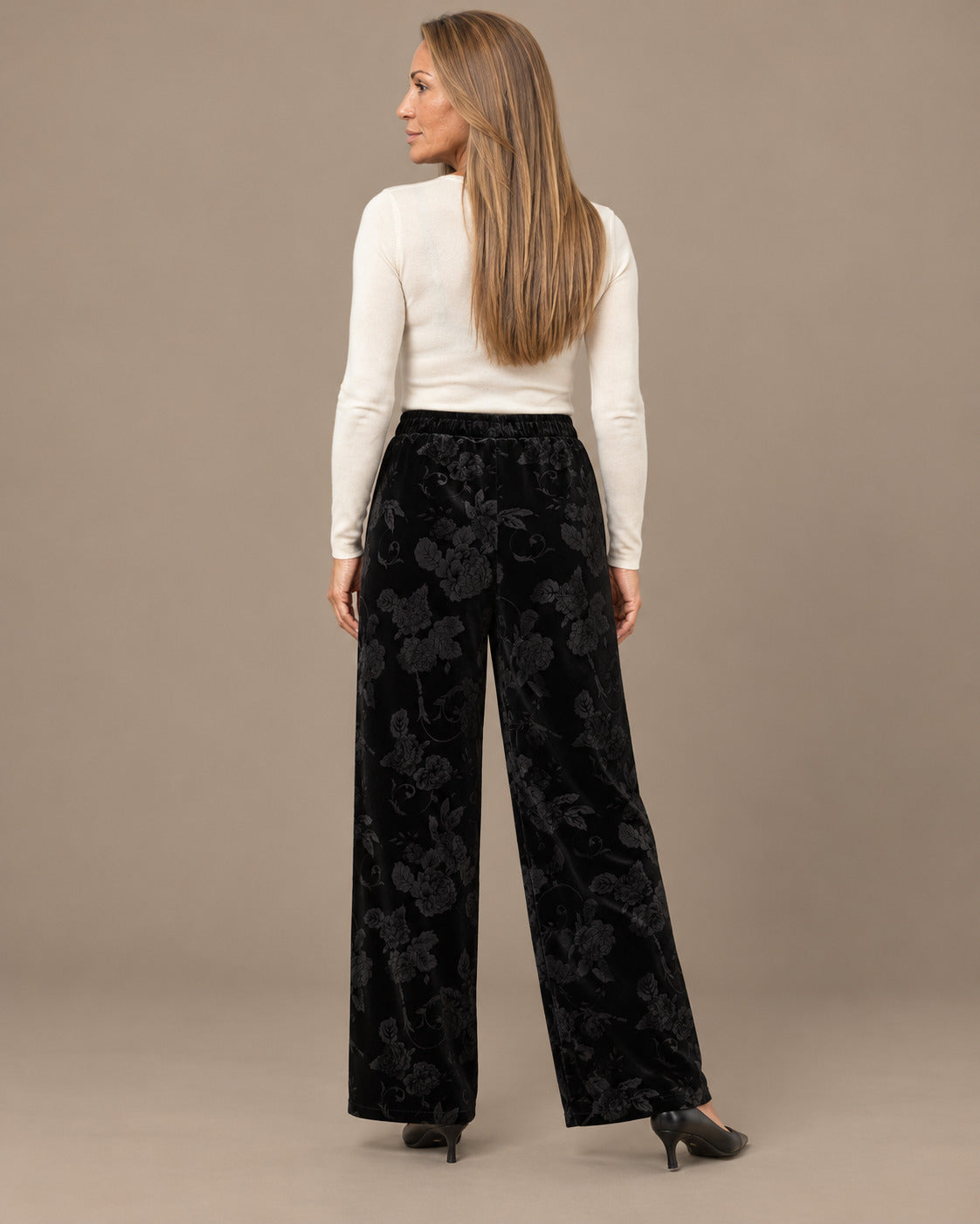 Marseta pronto Abbigliamento Pantalone palazzo in velluto floreale 