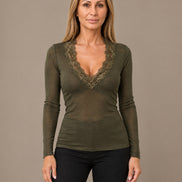 Marseta pronto Abbigliamento Maglia in cashmere con scollo in pizzo 