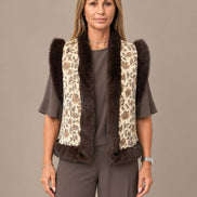 Marseta pronto Abbigliamento Gilet floreale con bordi effetto pelliccia 