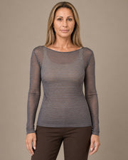 Maglia cashmere a righe Marseta pronto Blu marrone
