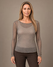 Maglia cashmere a righe Marseta pronto Marrone beige