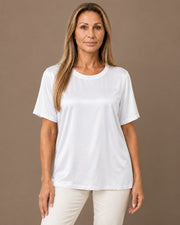 Maglia girocollo dalla finitura luminosa Marseta pronto Bianco