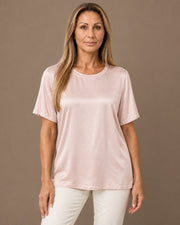 Maglia girocollo dalla finitura luminosa Marseta pronto Rosa cipria