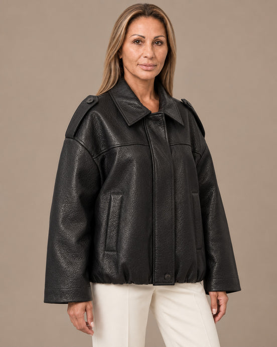 Marseta pronto Abbigliamento Giacca in ecopelle con collo ampio 