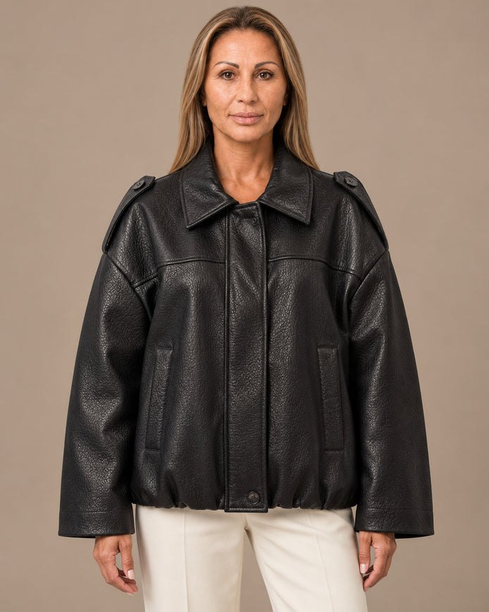 Marseta pronto Abbigliamento Giacca in ecopelle con collo ampio 
