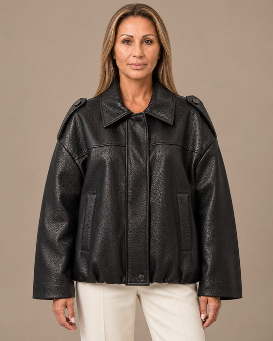Marseta pronto Abbigliamento Giacca in ecopelle con collo ampio 