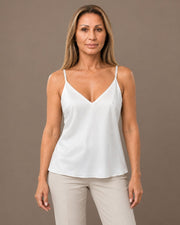 Top in raso con scollo a V Marseta pronto Bianco