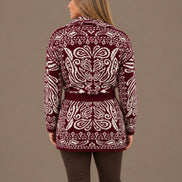 Marseta pronto Abbigliamento Cardigan fantasia paisley con cintura e frange 