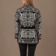 Marseta pronto Abbigliamento Cardigan fantasia paisley con cintura e frange 