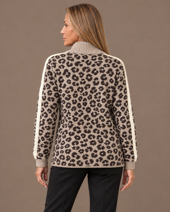 Marseta pronto Abbigliamento Cardigan leopardato con zip e bande laterali 