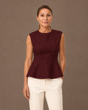 Top in punto Milano con peplum Maryley Burgundy