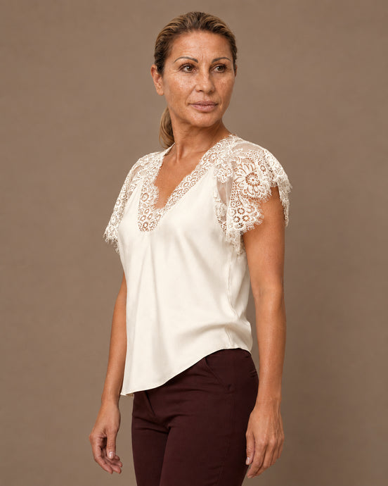 Maryley Abbigliamento Top lingerie con scollo a V e pizzo 
