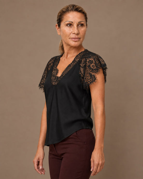 Maryley Abbigliamento Top lingerie con scollo a V e pizzo 