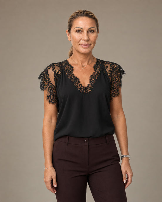 Maryley Abbigliamento Top lingerie con scollo a V e pizzo 