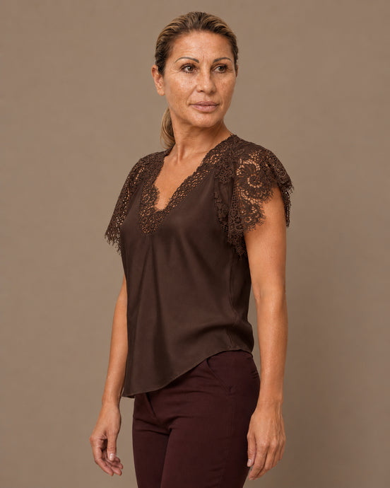 Maryley Abbigliamento Top lingerie con scollo a V e pizzo 