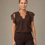 Maryley Abbigliamento Top lingerie con scollo a V e pizzo 