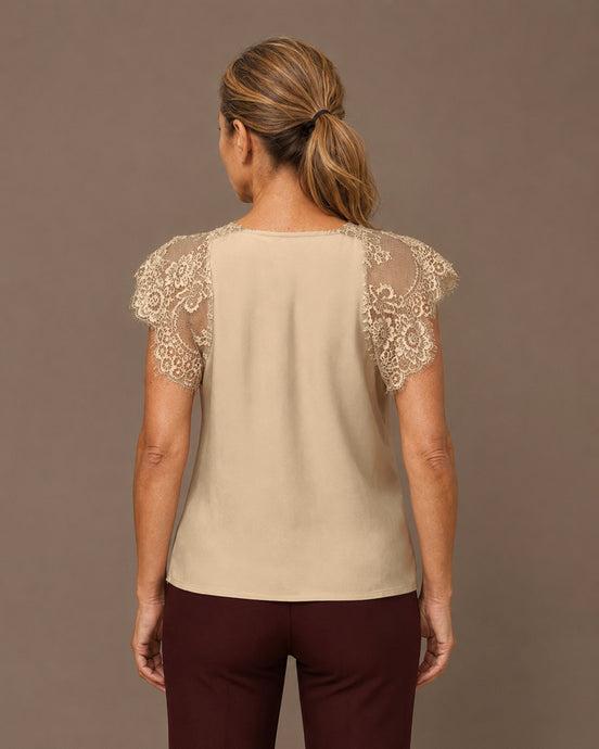 Maryley Abbigliamento Top lingerie con scollo a V e pizzo 