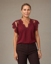 Maryley Abbigliamento Top lingerie con scollo a V e pizzo 