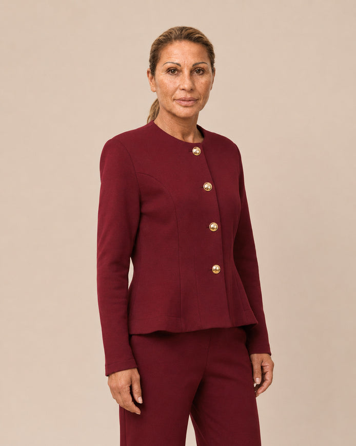 Maryley Abbigliamento Giacca in felpa con peplum e bottoni oro 