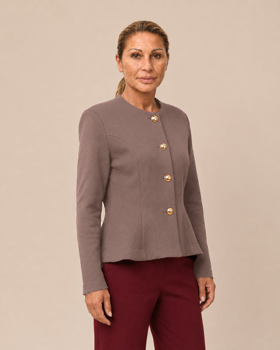 Maryley Abbigliamento Giacca in felpa con peplum e bottoni oro 