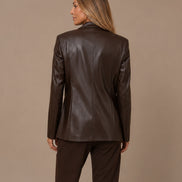 Maryley Abbigliamento Giacca monopetto in ecopelle con tasche a filetto 