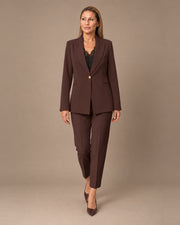 Giacca monopetto con bottone metallico Maryley Coffee