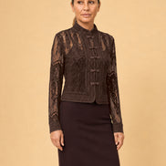 Maryley Abbigliamento Giacca in pizzo floccato con alamari 