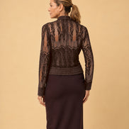 Maryley Abbigliamento Giacca in pizzo floccato con alamari 