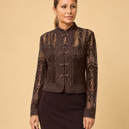 Maryley Abbigliamento Giacca in pizzo floccato con alamari 