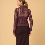 Maryley Abbigliamento Giacca in pizzo floccato con alamari 