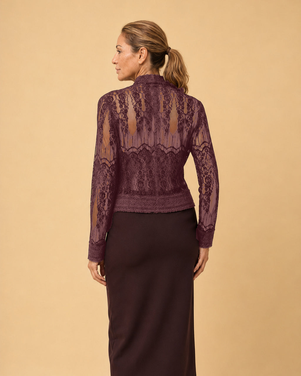 Maryley Abbigliamento Giacca in pizzo floccato con alamari 