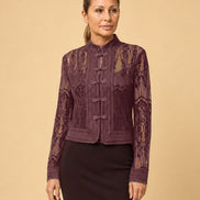 Maryley Abbigliamento Giacca in pizzo floccato con alamari 