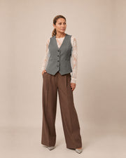 Gilet monopetto con tasche a filetto Maryley Grigio