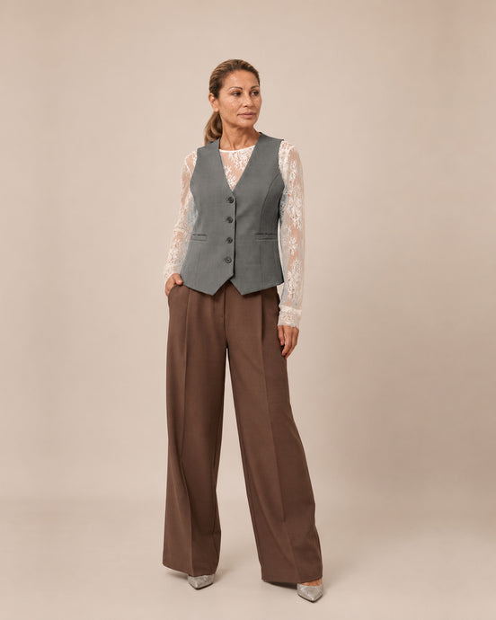 Maryley Abbigliamento Gilet monopetto con tasche a filetto 