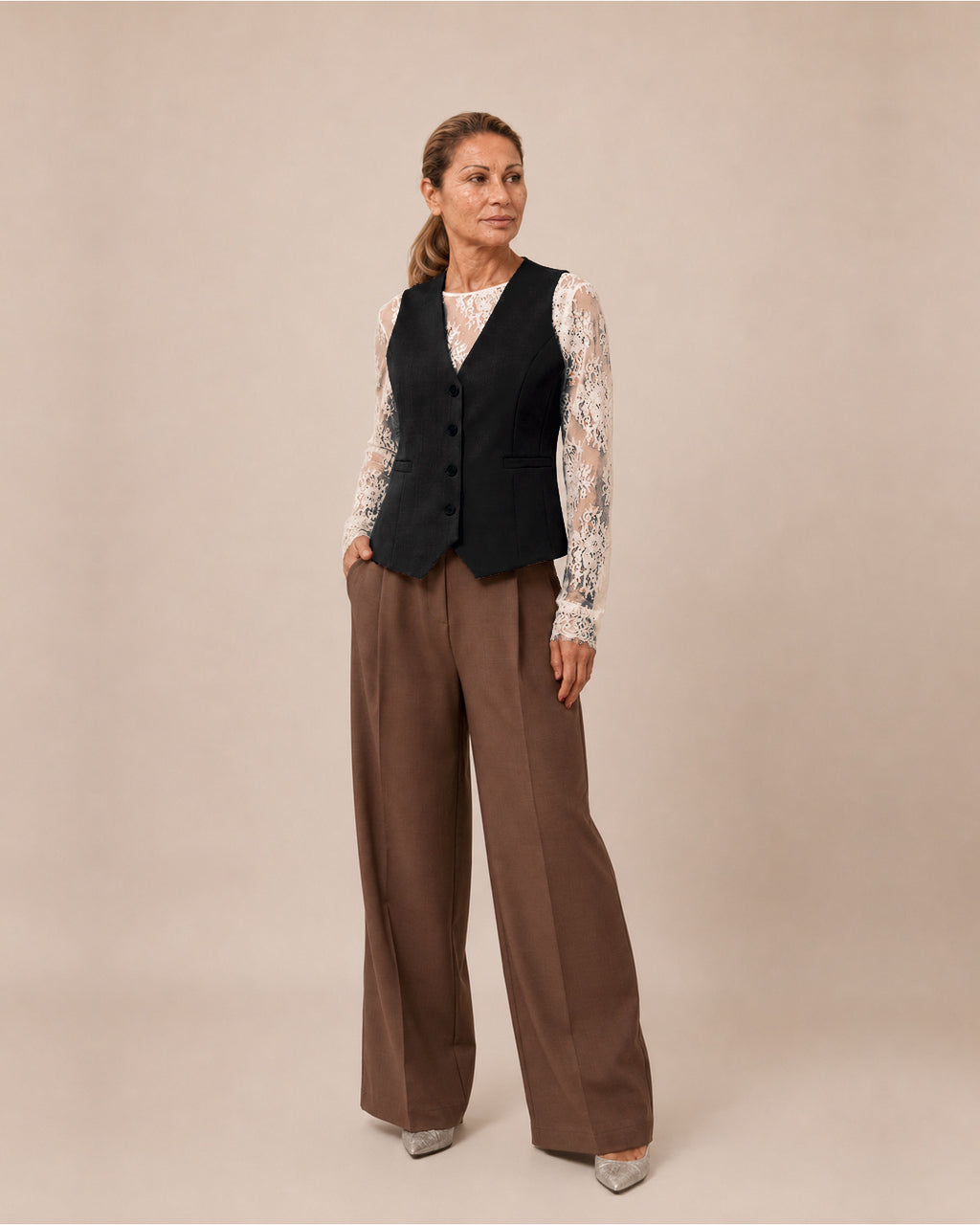 Maryley Abbigliamento Gilet monopetto con tasche a filetto 