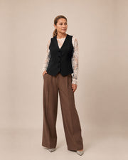 Gilet monopetto con tasche a filetto Maryley Nero