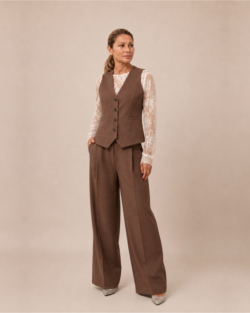 Maryley Abbigliamento Gilet monopetto con tasche a filetto 