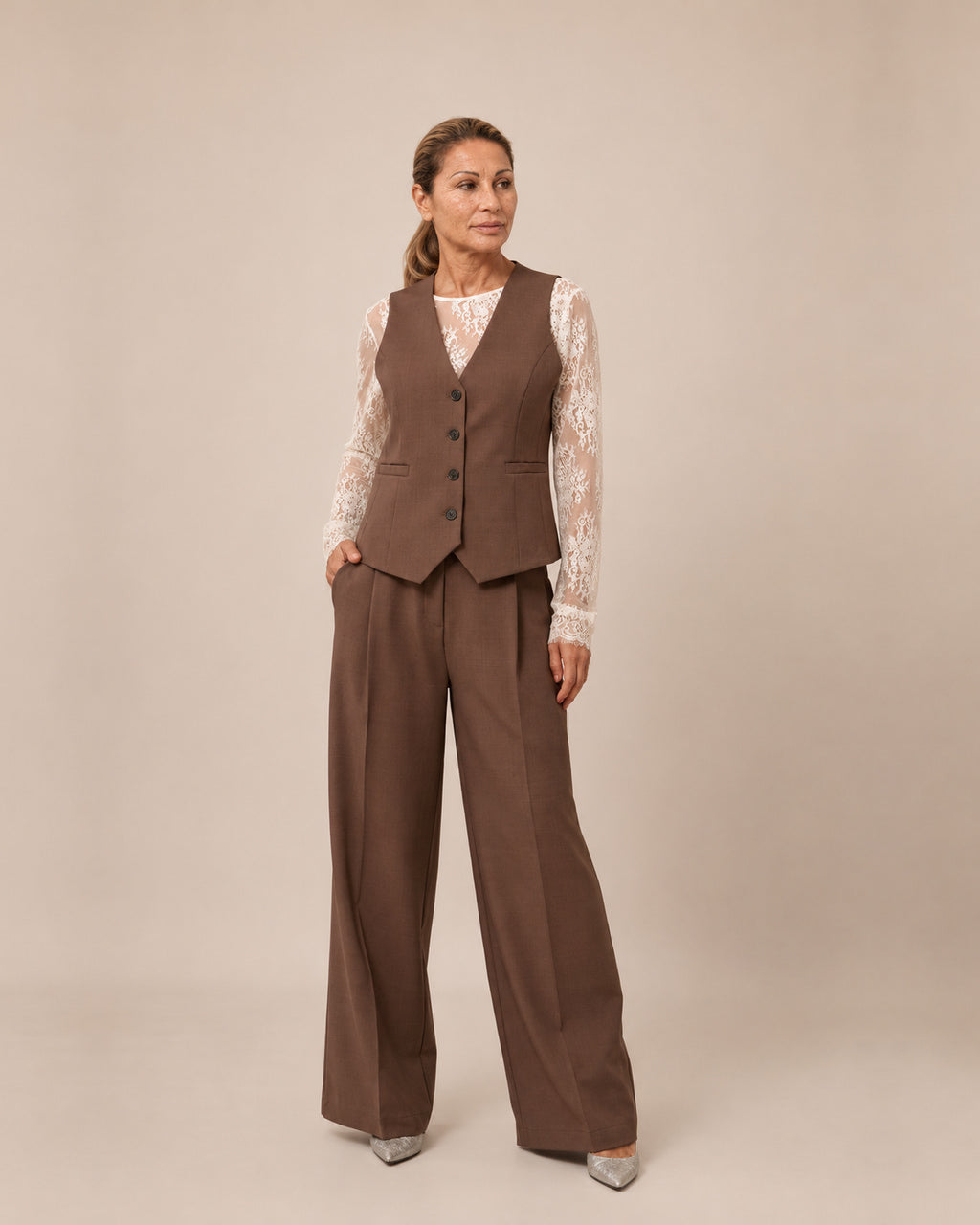 Maryley Abbigliamento Gilet monopetto con tasche a filetto 