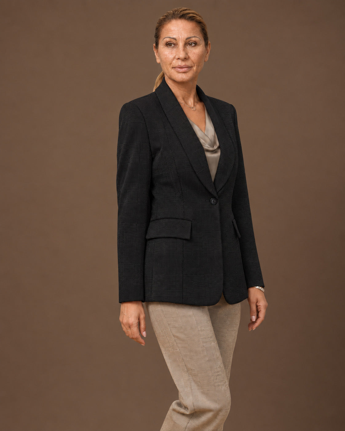 Maryley Abbigliamento Giacca monopetto in Galles elasticizzato 