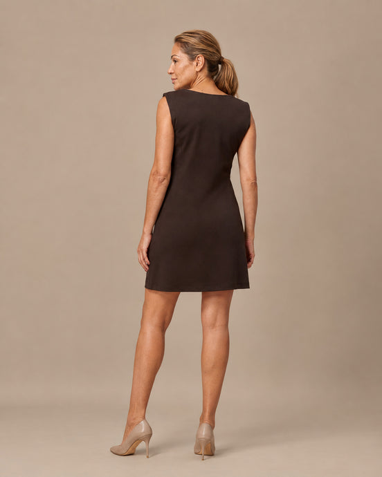 Maryley Abbigliamento Abito corto bicolore asimmetrico in punto Milano 